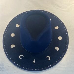 Navy Blue Women's Hat with Moon Phase Design
